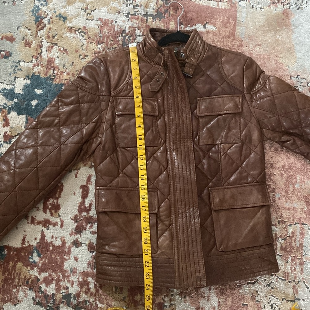 Eddie Bauer Brown Quilted Leather Jacket - Picture 17 of 17